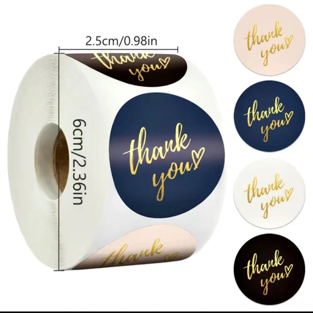 1 roll 500 pc thank you stickers